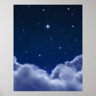 Póster Deseando a la estrella sobre las nubes