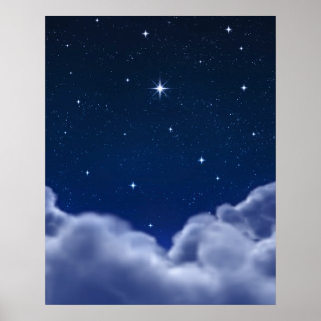 Póster Deseando a la estrella sobre las nubes (Frente)