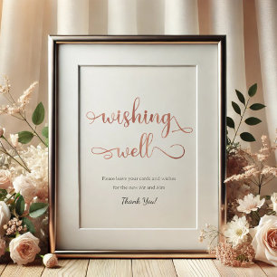 Póster "Deseando bien" oro Rosa Rótulo Boda simple blanco