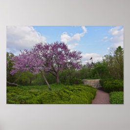 Póster Deseando bien y árboles de púas rojas