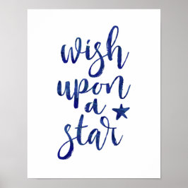 Póster Desear a un poster estelar de tipografía azul mari