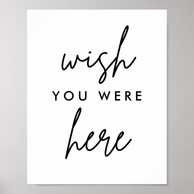 Póster Desearía Estar Aquí Moderno Rótulo Memorial Boda (Frente)