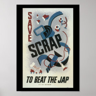 Póster Desechar la Segunda Guerra Mundial Metalizado