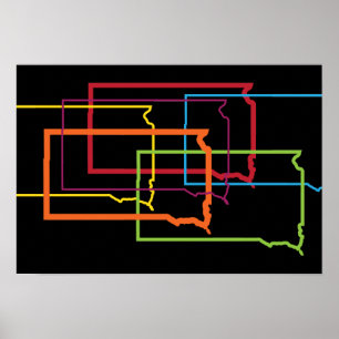 Póster desenfoque del orgullo de dakota del sur