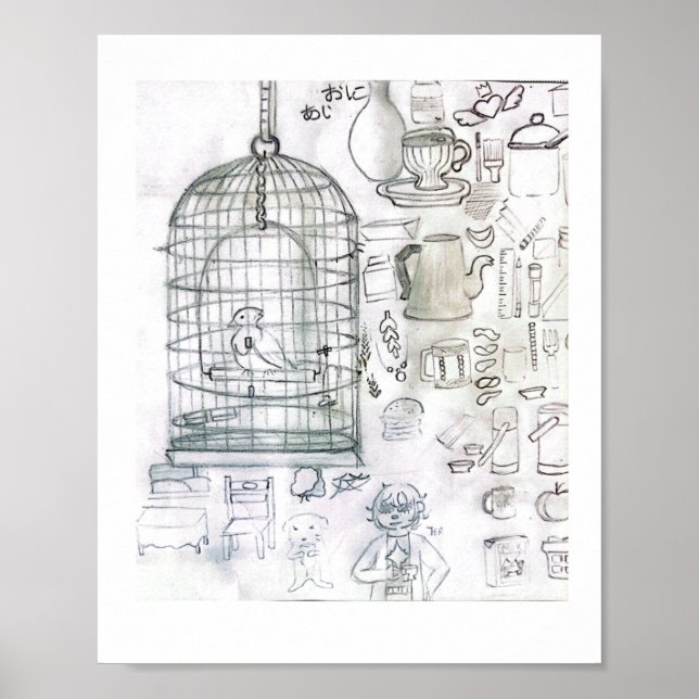 Póster Desenho, Arte, criativo, imaginação. (Frente)