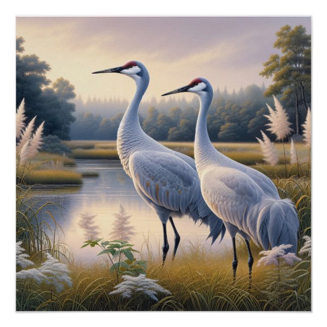 Póster Desenlace de la pareja Sandhill Crane (Anverso)