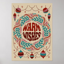Póster Deseos Cálidos Elegantes Vintage Navidad Whimsy
