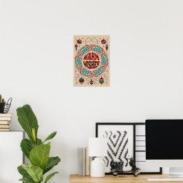 Póster Deseos Cálidos Elegantes Vintage Navidad Whimsy