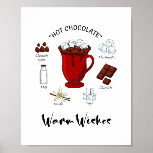 Póster Deseos cálidos vacaciones de chocolate caliente