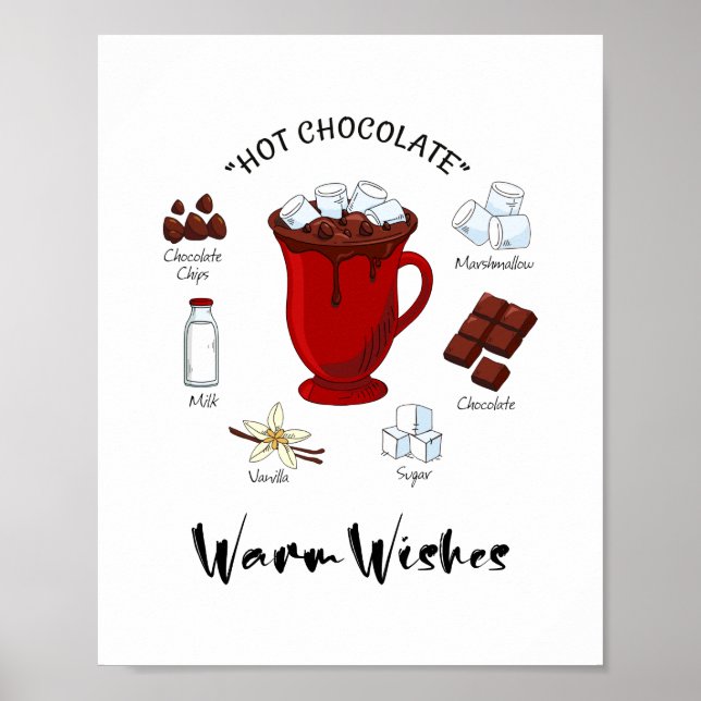 Póster Deseos cálidos vacaciones de chocolate caliente (Frente)