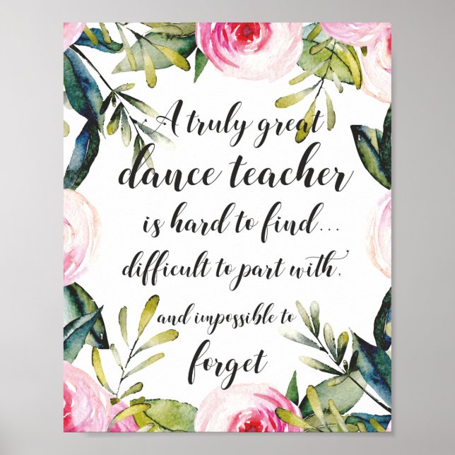 Póster Deseos de agradecimiento para el profesor de baile (Frente)