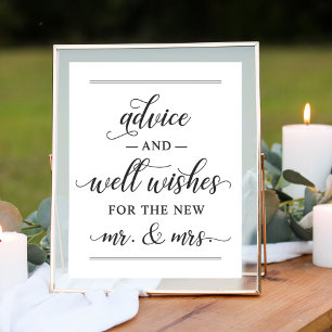 Póster Deseos de boda con letra negra elegante