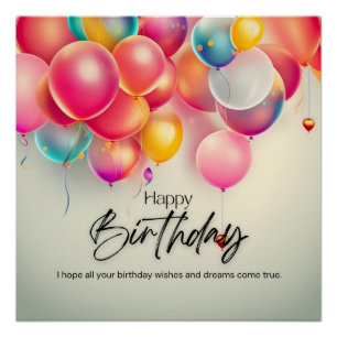 Póster Deseos de cumpleaños coloridos