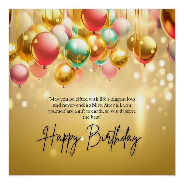 Póster Deseos de cumpleaños dorado (Anverso)
