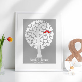 Póster Deseos de invitados para boda o aniversario de ave