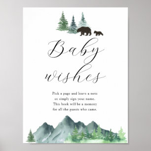 Póster Deseos Dulces para el Bebé Libro de Firmas para Fi
