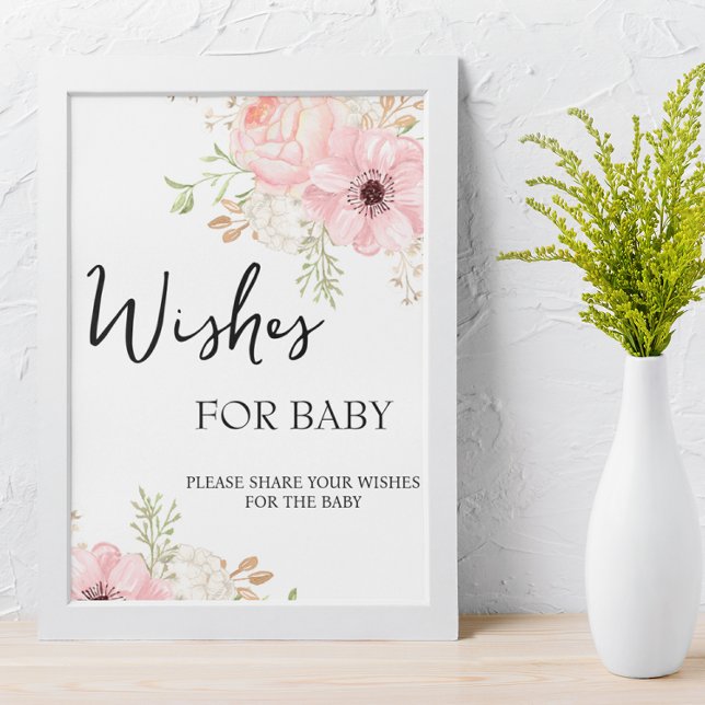 Póster Deseos florales rosas para el Rótulo de los bebés (Subido por el creador)