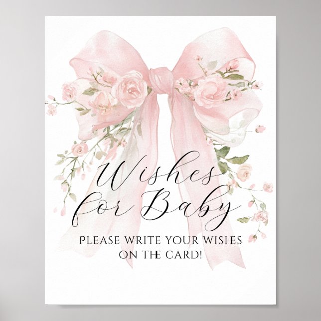 Póster Deseos para el juego de Baby Shower del Chica Baby (Frente)