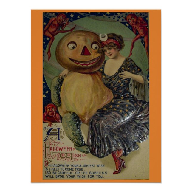 Póster Deseos vintage de Halloween (Anverso)