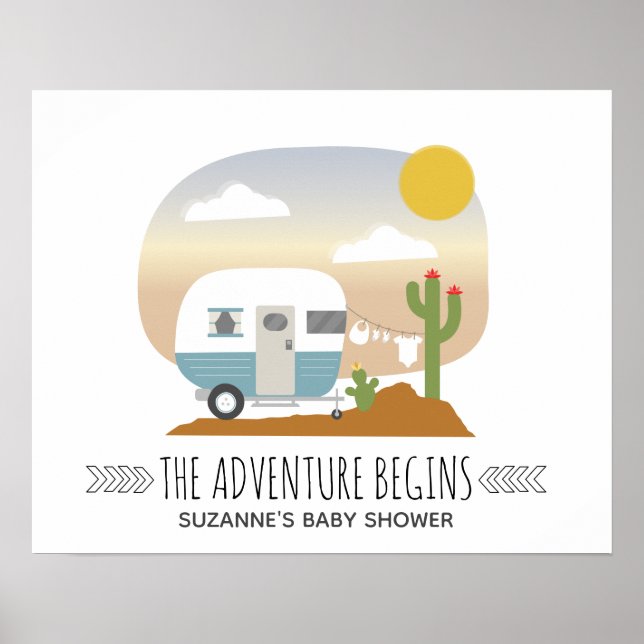 Póster Desert Adventure Camper Boy Baby Shower Poster (Frente)