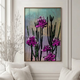 Póster Desert Blooms: Modern Watercolor Floral Art Print