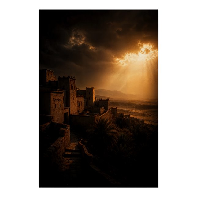 Póster Desert Kasbah Chiaroscuro Sunset (Anverso)