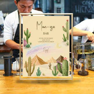 Póster Desert Mom-osa Oh Cactus Boho Arch Baby Shower