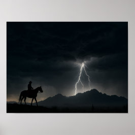 Póster Desert Thunderstorm Poster - Lightning Strike 