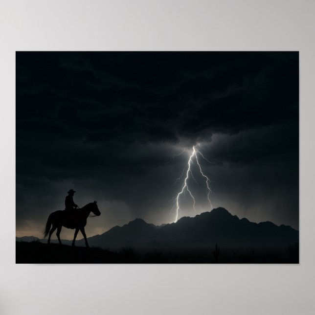 Póster Desert Thunderstorm Poster - Lightning Strike  (Frente)