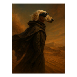 Póster Desert Warrior Greyhound Art - Epic Sci-Fi Dog