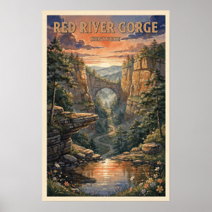 Póster Desfiladero del Río Rojo Kentucky Viaje Vintage