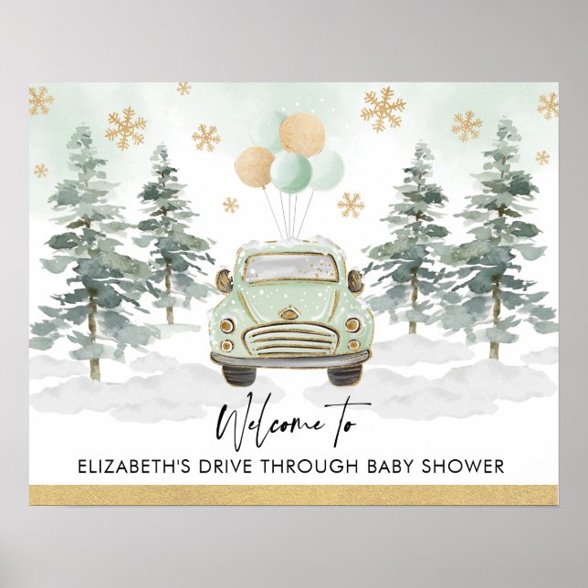 Póster Desfile Chic de Baby Shower en Holiday Drive Thru (Frente)