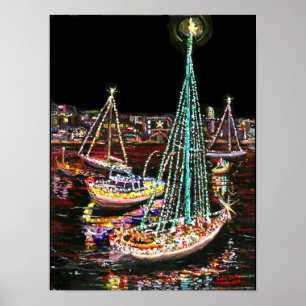 Póster Desfile de barcos de los Navidades de Newport Beac