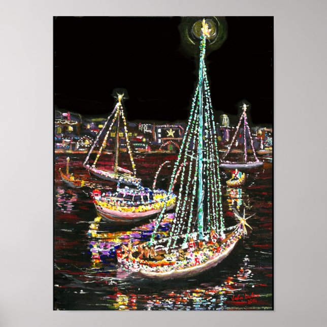 Póster Desfile de barcos de los Navidades de Newport Beac (Frente)