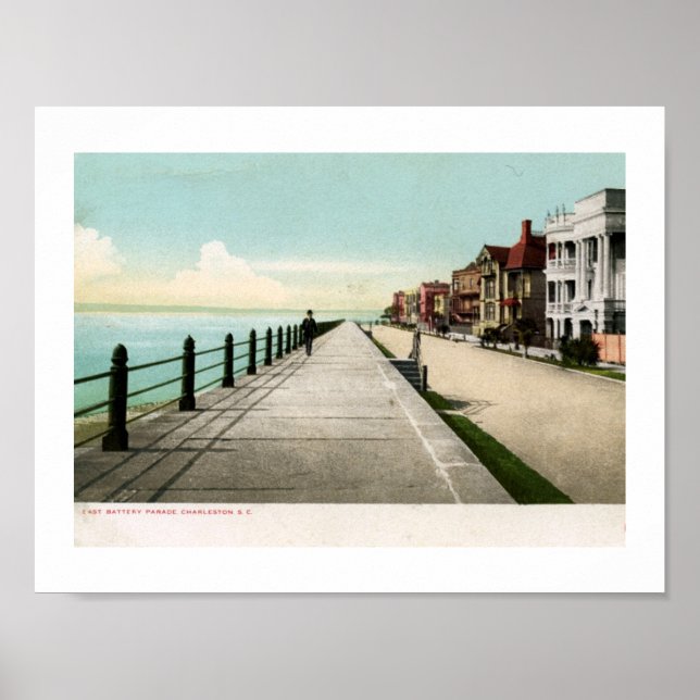Póster Desfile de baterías East, Charleston SC 1900 Vinta (Frente)
