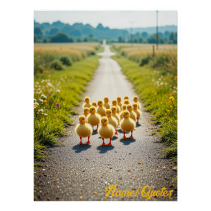 Póster Desfile Dorado: Patitos en un Camino Rural
