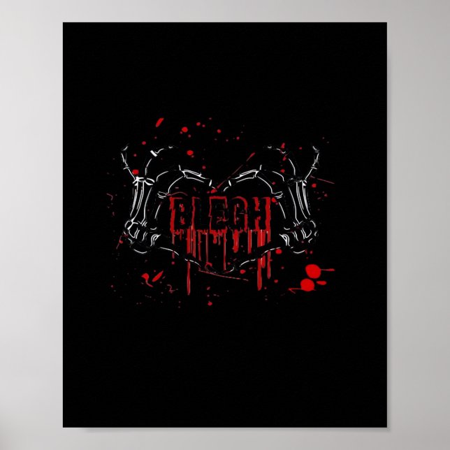 Póster Desglose de Blegh, Manos Skeleton Heart, Banda Emo (Frente)