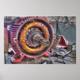Póster Desglose del motor eléctrico.