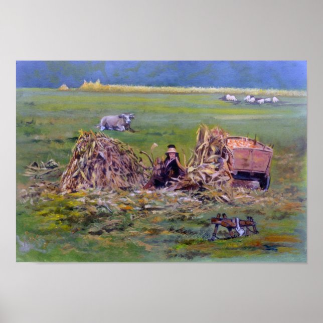 Póster Desgranando el maíz/Shelling corn (Frente)