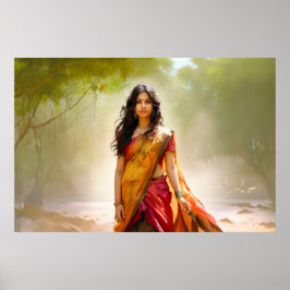 Póster Desi en una pintura de sari
