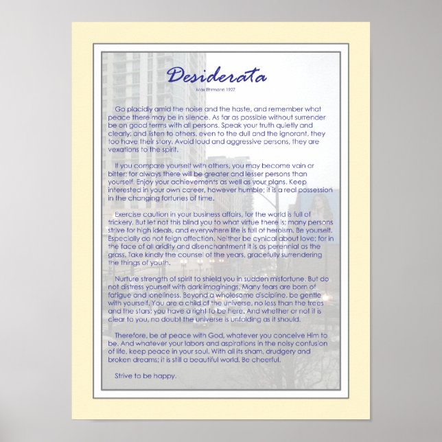 Póster Desiderata (Frente)