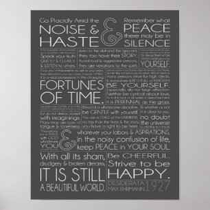 Póster Desiderata 11x14 Texto blanco sobre gris