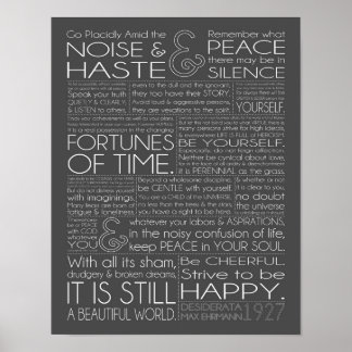 Póster Desiderata 11x14 Texto blanco sobre gris