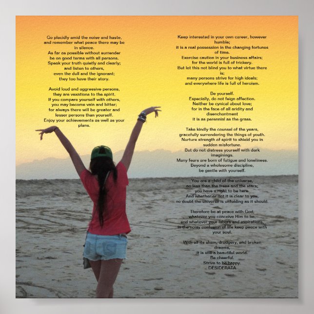 Póster Desiderata 6 por 6 pulgadas (Frente)
