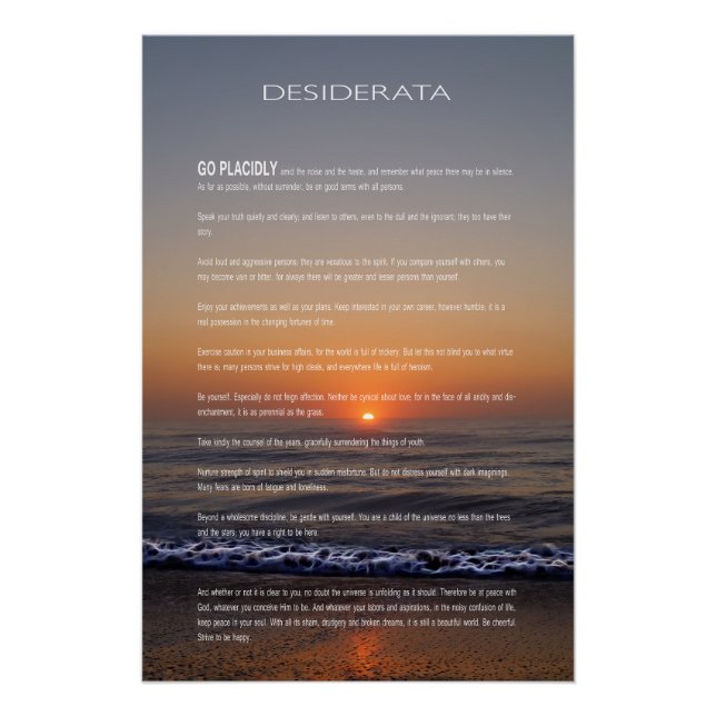 Póster DESIDERATA Beach Golden Sunrise (Anverso)