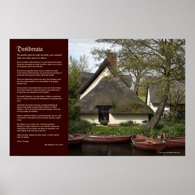 Póster Desiderata - Cabaña de paja de Willy Lott (Frente)