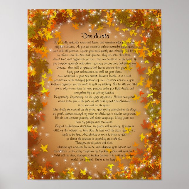 Póster Desiderata Caída deja fondo (Frente)