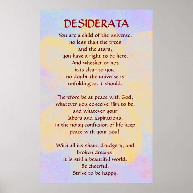 Póster DESIDERATA Cambiando poster de margarita (Frente)