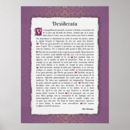 Póster Desiderata - Choses désirées - poème