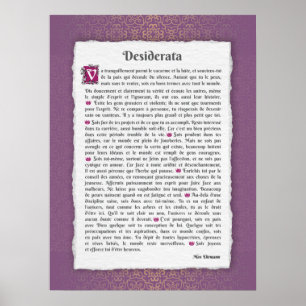 Póster Desiderata - Choses désirées - poème